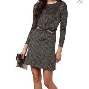 Topshop Bodycon Cut Out Midriff Dress Black LS 8